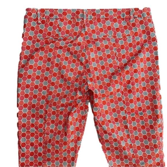 GAP Slim Cropped Orange Gray Geometric Hexagon Pants Size 16 Cotton Stretch - Picture 5 of 11